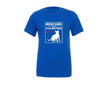 brand:Generic|color:True Royal Blue|Rescued Is My Valentine Love Tshirt Graphic T-Shirt