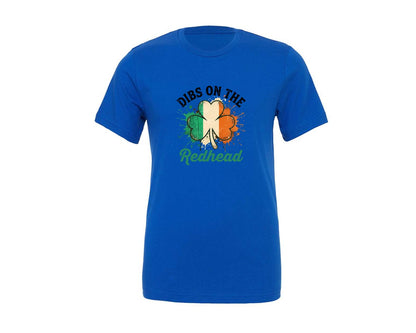 brand:Generic|color:True Royal Blue|Dibs On The Redhead Irish Shamrock Graphic T-Shirt