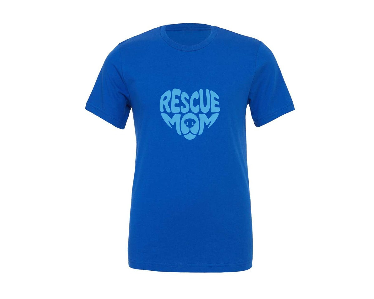 brand:Generic|color:True Royal Blue|Rescue Mom Cute Dog Word Art Simple Graphic T-Shirt
