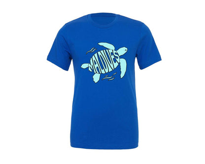 brand:Generic|color:True Royal Blue|Maldives Word Art In A Sea Turtle Shape Graphic T-Shirt