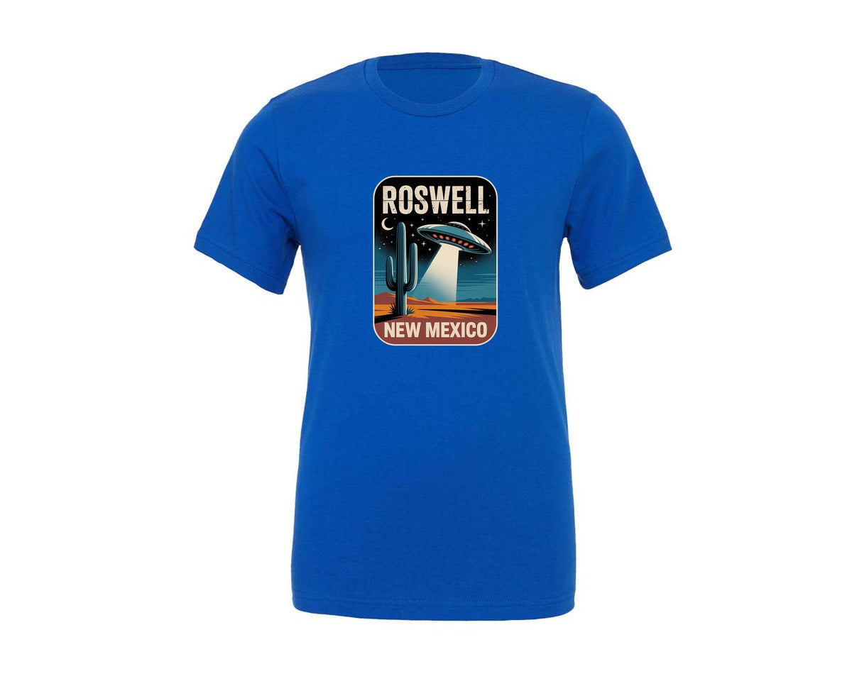 brand:Generic|color:True Royal Blue|Roswell New Mexico Ufo Alien Sublim Graphic T-Shirt