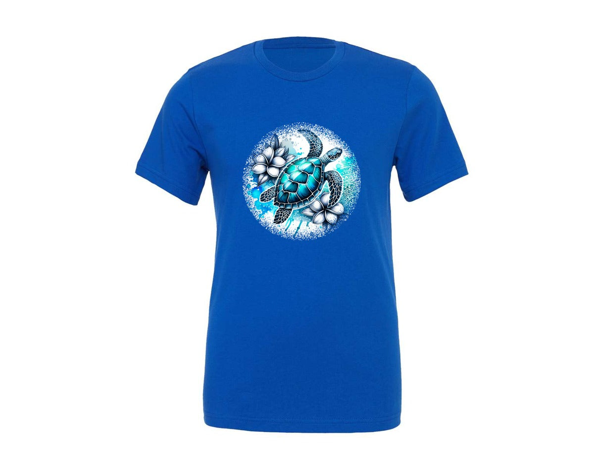 brand:Generic|color:True Royal Blue|Sea Turtle Tropical Round Tshirt 3 Graphic T-Shirt