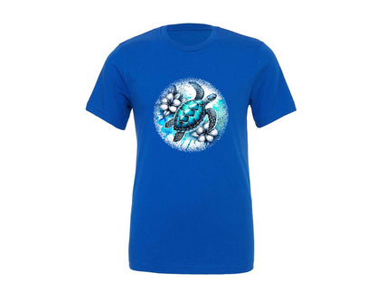 brand:Generic|color:True Royal Blue|Sea Turtle Tropical Round Tshirt 3 Graphic T-Shirt