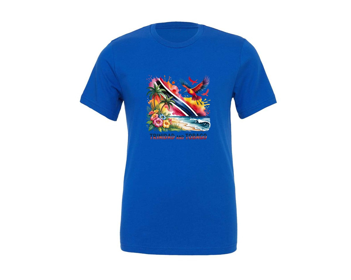 brand:Generic|color:True Royal Blue|Trinidad Tobago Tropical Vibes Sublimati 3 Graphic T-Shirt