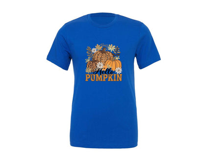 brand:Generic|color:True Royal Blue|Leopard Pumpkin Fall Graphic T-Shirt