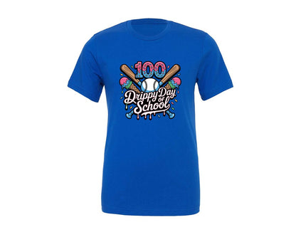 brand:Generic|color:True Royal Blue|100 Drippy Days Of School Graphic T-Shirt