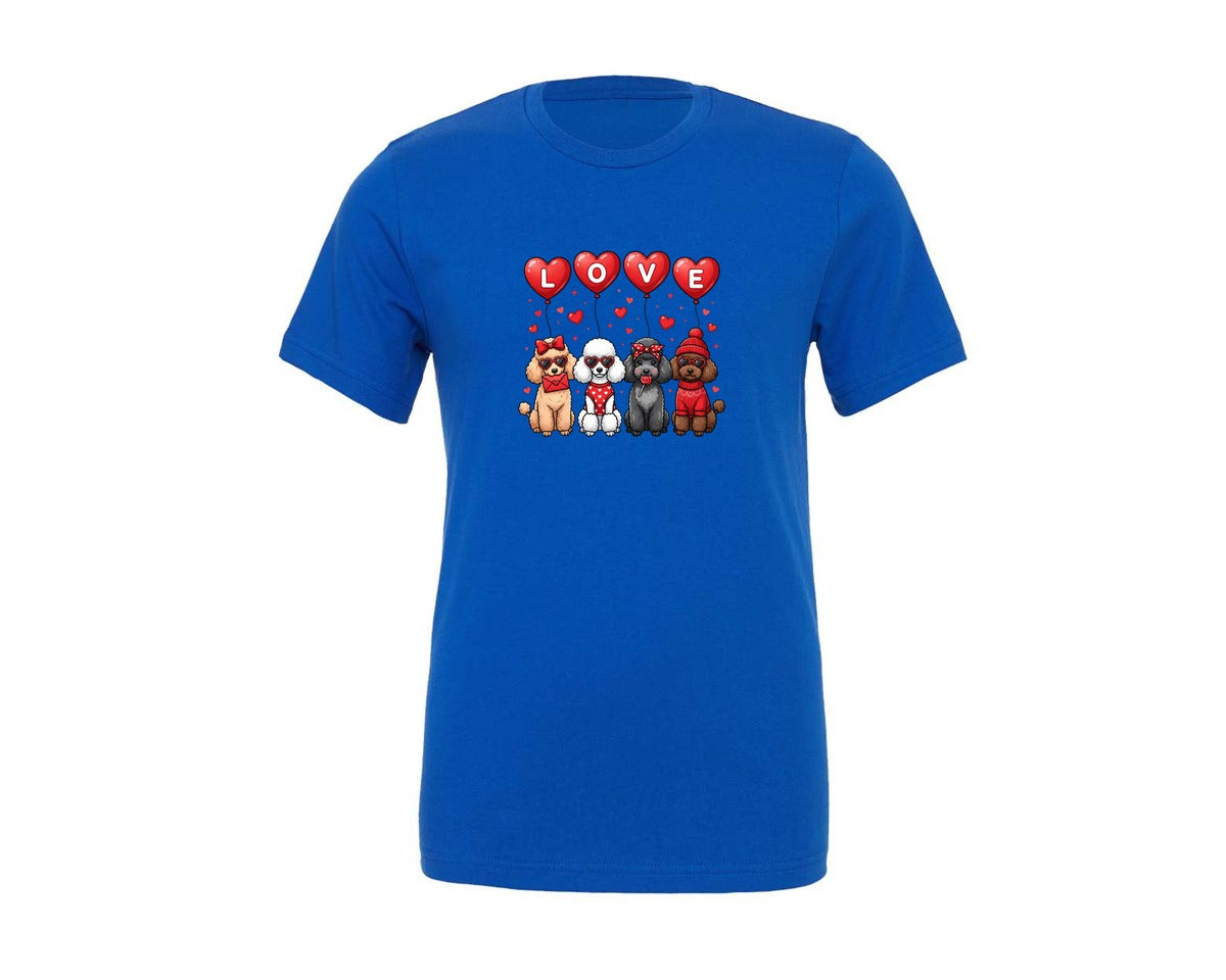 brand:Generic|color:True Royal Blue|Cute Valentine Poodle Dogs Graphic T-Shirt