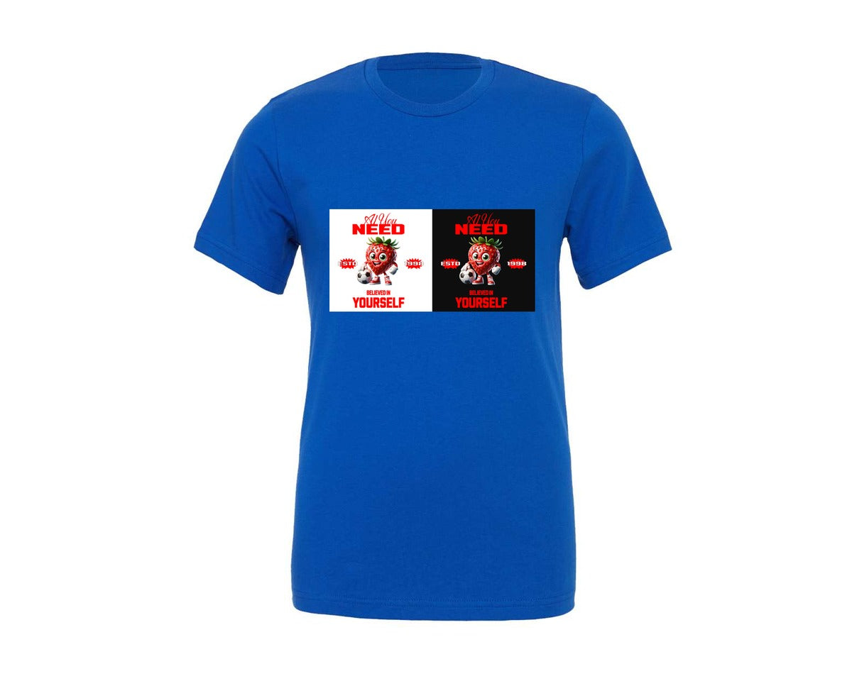 brand:Generic|color:True Royal Blue|All You Need Strawberry Design Graphic T-Shirt