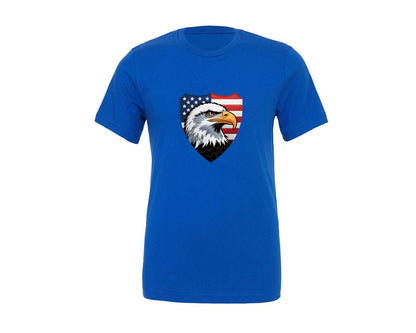 brand:Generic|color:True Royal Blue|Bald Eagle American Flag Embroidery Graphic T-Shirt