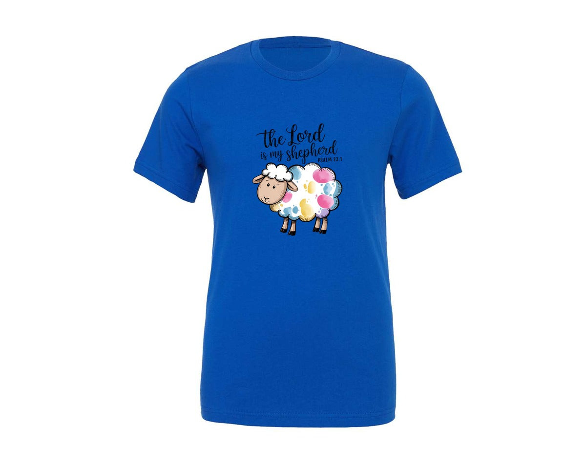 brand:Generic|color:True Royal Blue|The Lord Is My Shepherd Christian Graphic T-Shirt