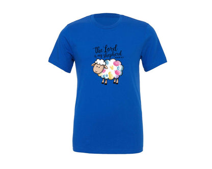 brand:Generic|color:True Royal Blue|The Lord Is My Shepherd Christian Graphic T-Shirt