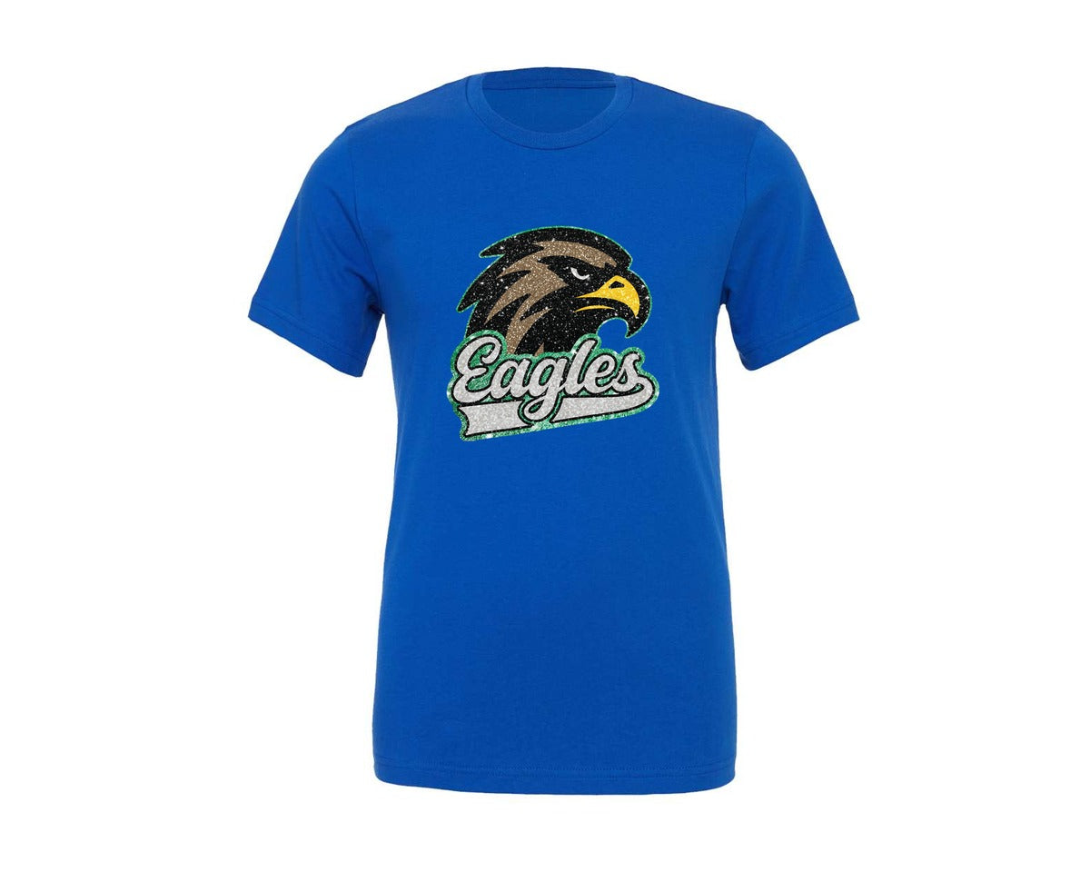 brand:Generic|color:True Royal Blue|Eagles Football Glitter Sports Graphic T-Shirt