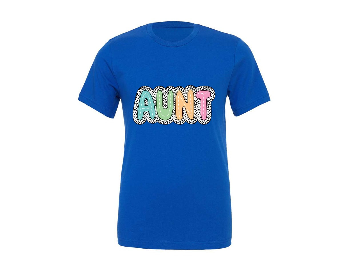 brand:Generic|color:True Royal Blue|Colorful Aunt Dalmatian Graphic T-Shirt
