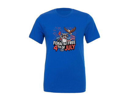 brand:Generic|color:True Royal Blue|Feral But Free 4Th Of July Graphic T-Shirt