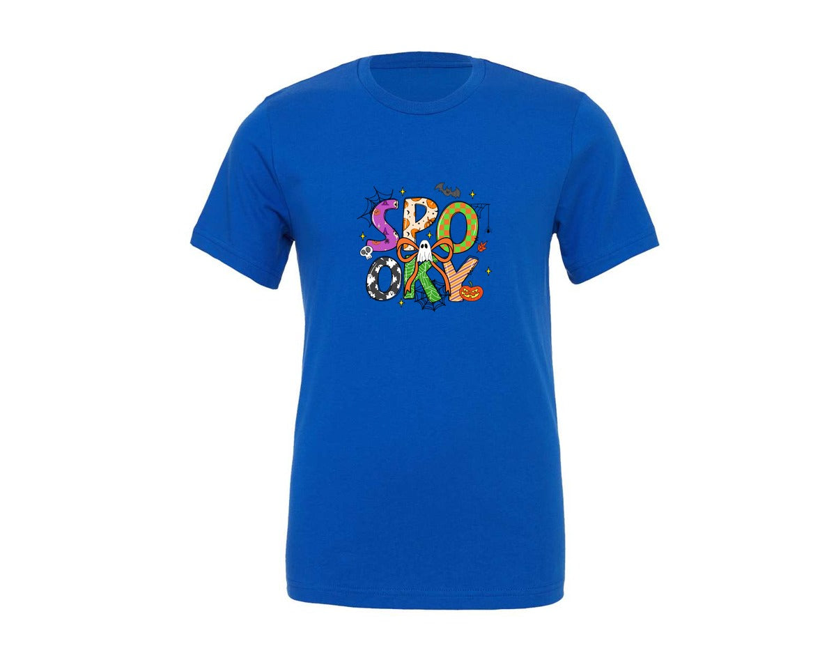 brand:Generic|color:True Royal Blue|Retro Spooky Halloween Graphic T-Shirt