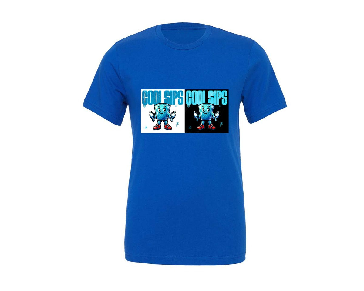 brand:Generic|color:True Royal Blue|Cool Sips Drink Cartoon Graphic T-Shirt