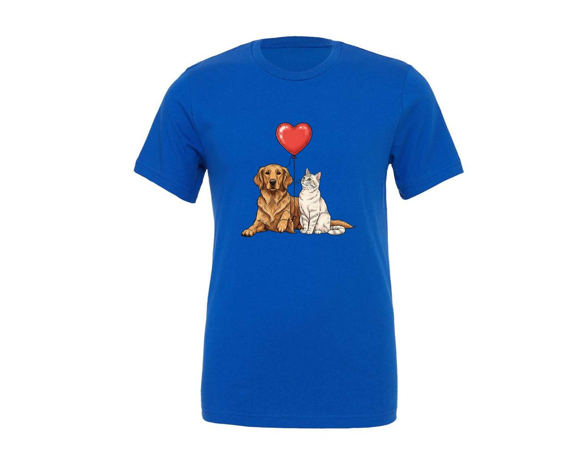 brand:Generic|color:True Royal Blue|Dog And Cat Valentine Graphic T-Shirt