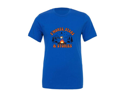 brand:Generic|color:True Royal Blue|Smores Stars Stories Camping Graphic T-Shirt