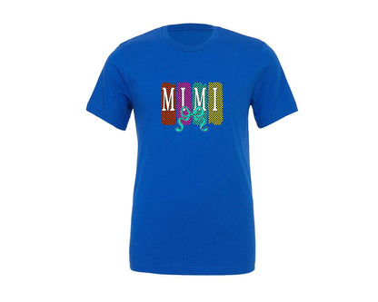 brand:Generic|color:True Royal Blue|Retro Checkered Mimi Preppy Mom Graphic T-Shirt