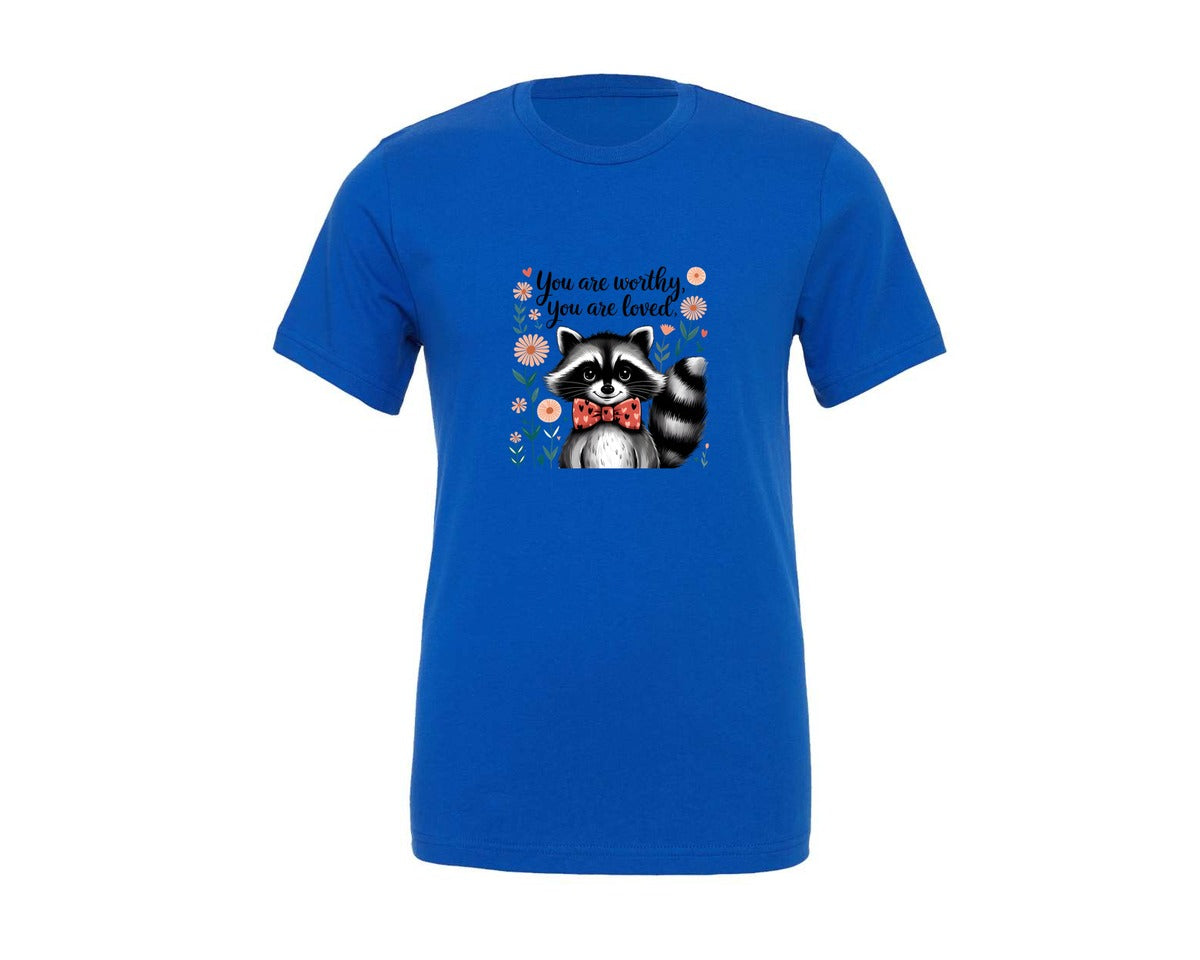 brand:Generic|color:True Royal Blue|Valentine Raccoon Graphic T-Shirt