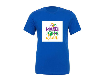 brand:Generic|color:True Royal Blue|Mardi Gras Diva Mardi Gras Graphic T-Shirt