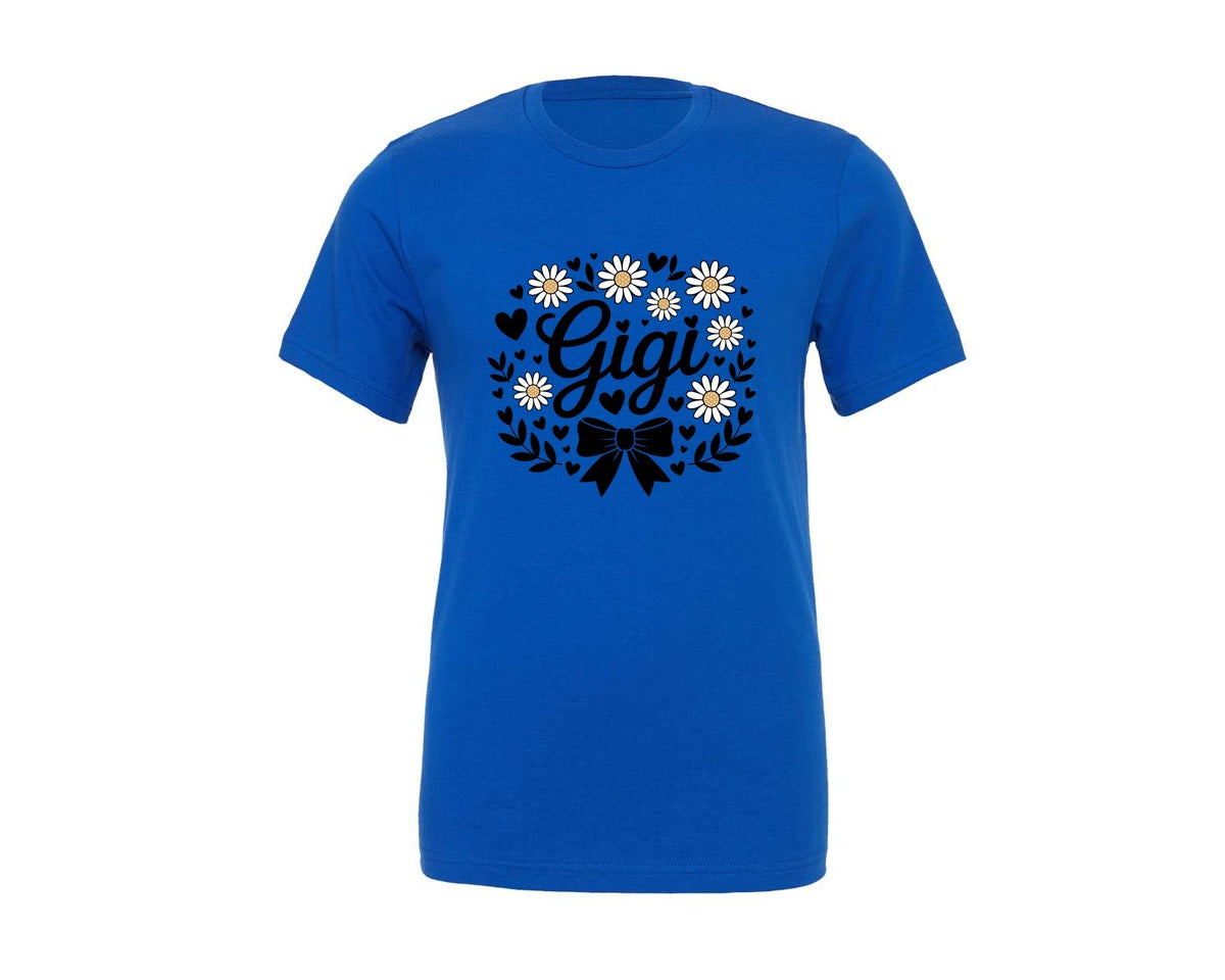 brand:Generic|color:True Royal Blue|Gigi Daisy Flowers Bow Hearts Graphic T-Shirt