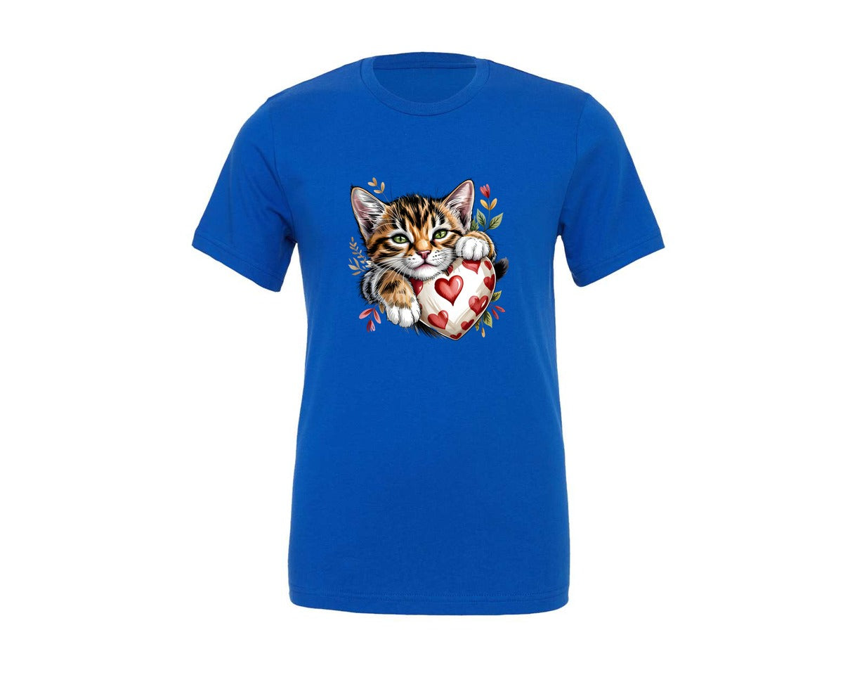 brand:Generic|color:True Royal Blue|Sweet Cat Art Kitten Pet Lover Graphic T-Shirt