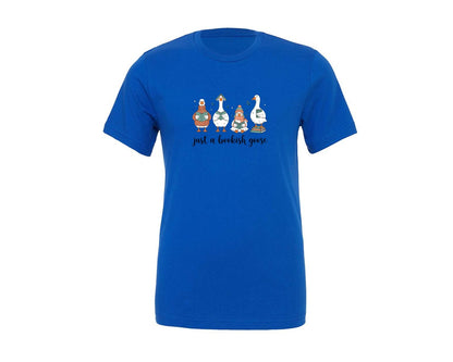 brand:Generic|color:True Royal Blue|Cute Reading Goose Set Graphic T-Shirt