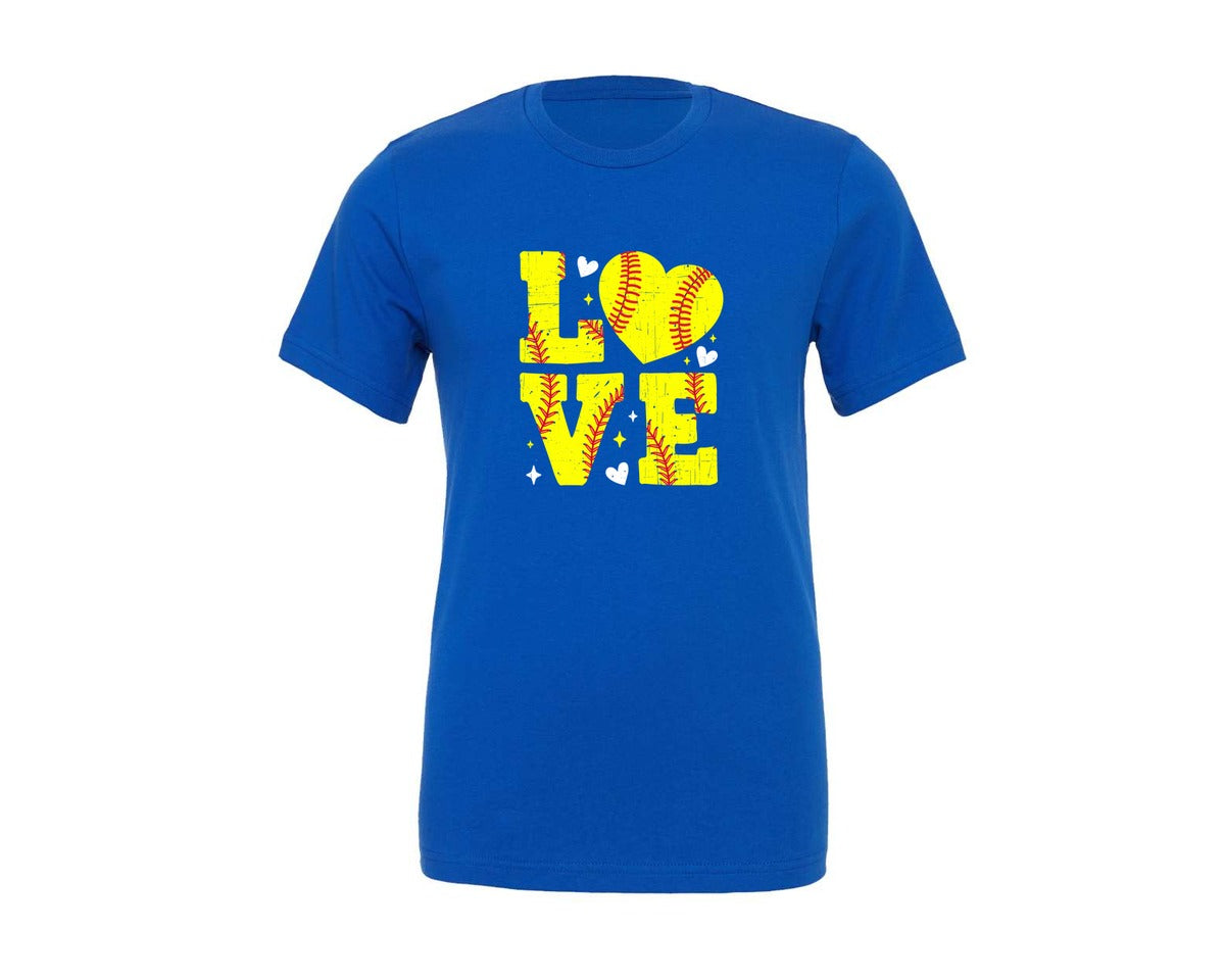 brand:Generic|color:True Royal Blue|Softball Love Valentine T Shirt Graphic T-Shirt