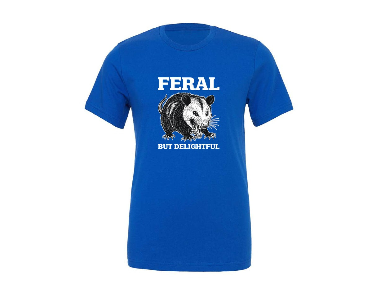 brand:Generic|color:True Royal Blue|Feral Delightful Funny Opossum T Shirt Graphic T-Shirt