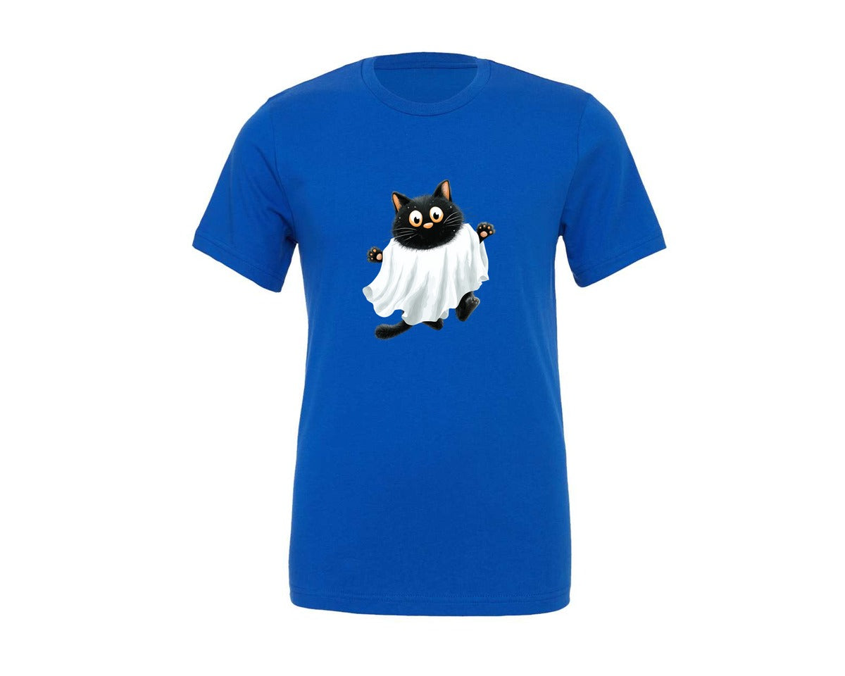 brand:Generic|color:True Royal Blue|Halloween Ghost And Cat 5 Graphic T-Shirt