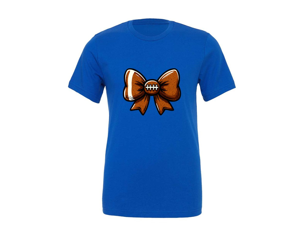 brand:Generic|color:True Royal Blue|Football Bow Sports Cheer Bow Graphic T-Shirt