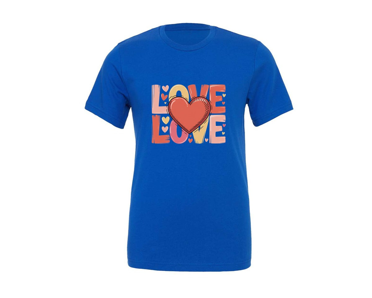 brand:Generic|color:True Royal Blue|Valentines Day Love Coquette Hearts Graphic T-Shirt