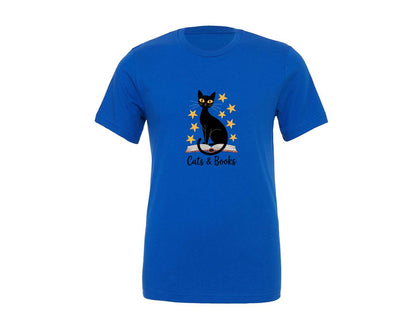 brand:Generic|color:True Royal Blue|Cats And Books Book Lover T Shirt Graphic T-Shirt