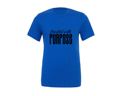 brand:Generic|color:True Royal Blue|Created With Purpose Sleeve Design Graphic T-Shirt