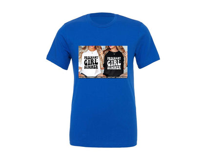 brand:Generic|color:True Royal Blue|Pregnant Girl Summer Pregnancy Vacation Graphic T-Shirt