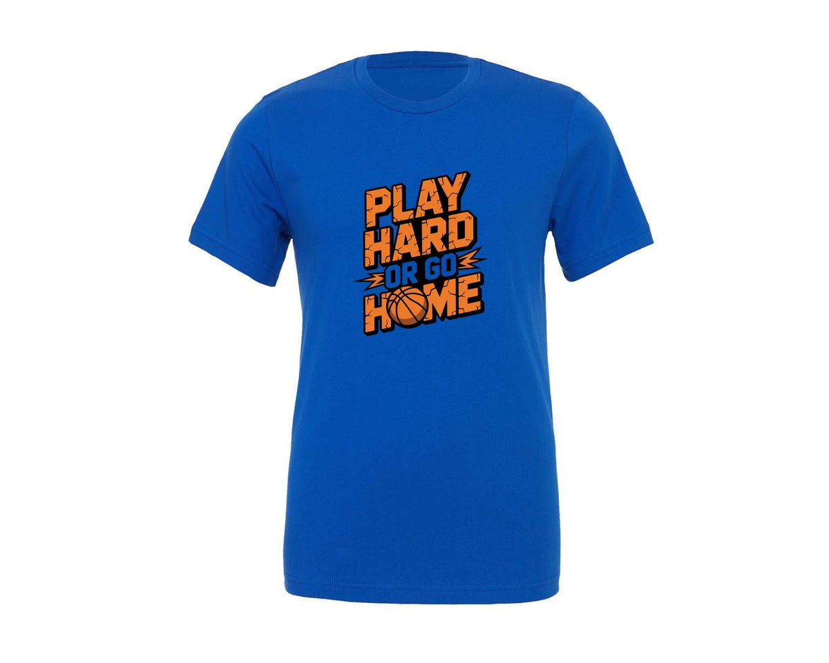 brand:Generic|color:True Royal Blue|Play Hard Or Go Home Basketball Shirt Graphic T-Shirt