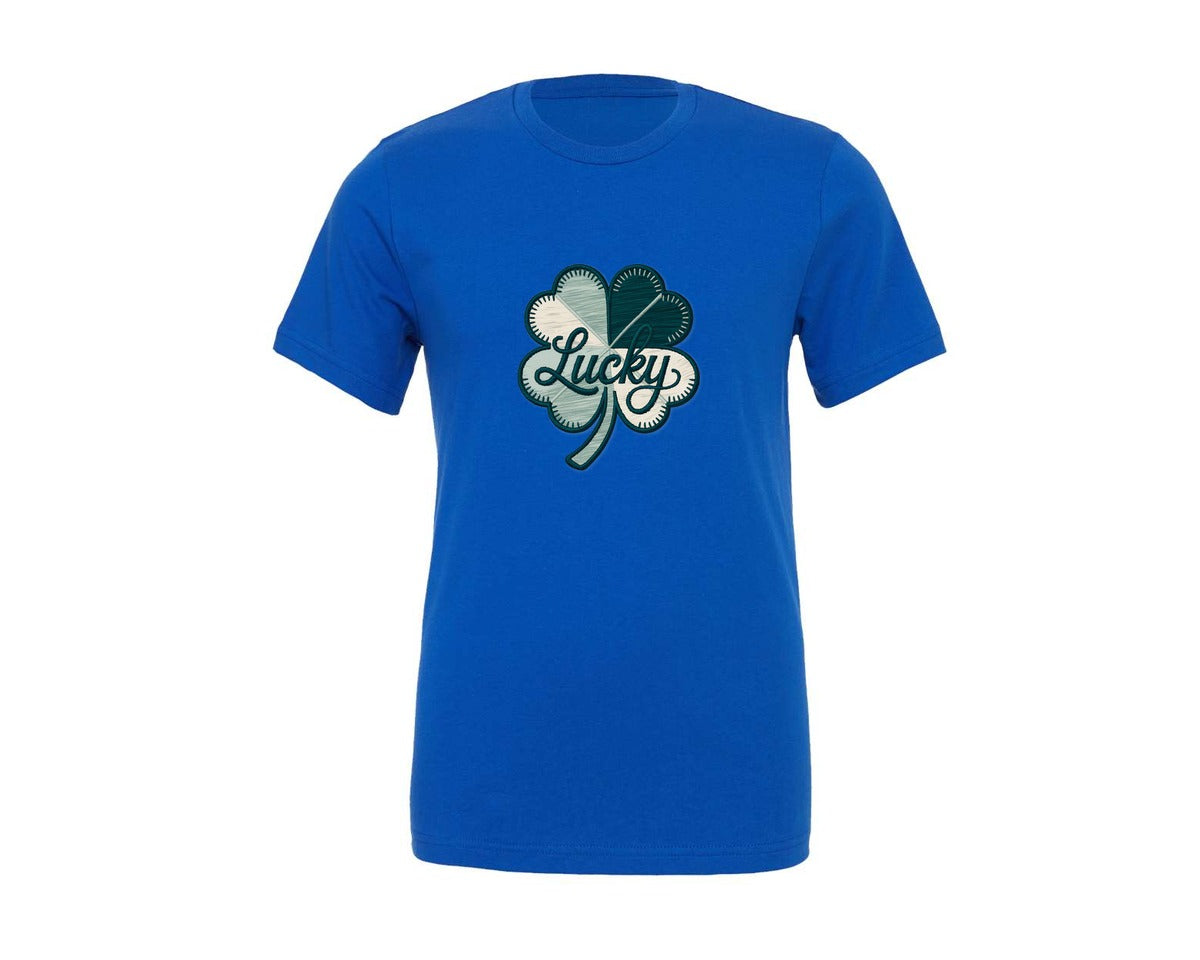 brand:Generic|color:True Royal Blue|St Patrick Knit Shamrock Knit Graphic T-Shirt