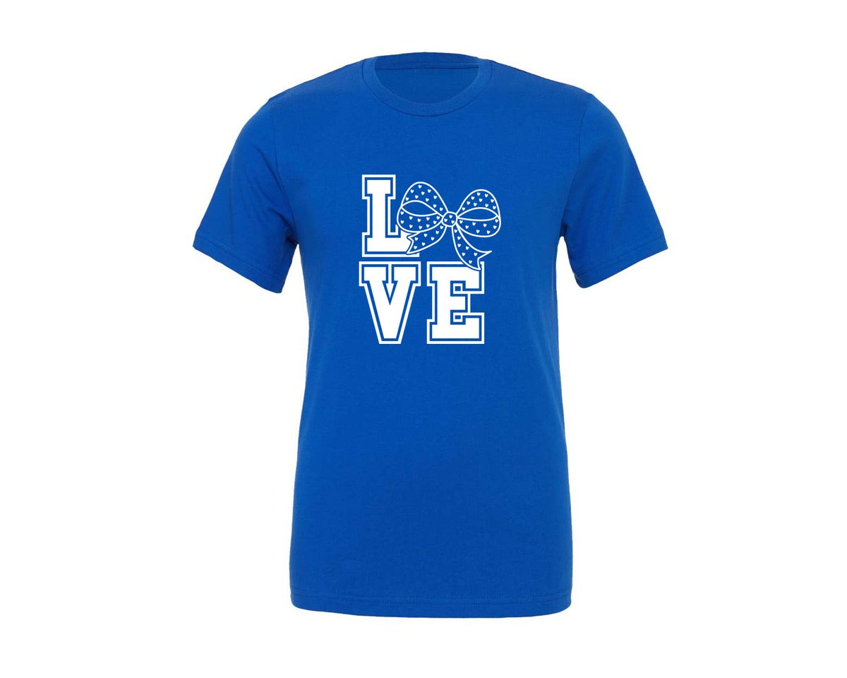 brand:Generic|color:True Royal Blue|Varsity Love Bow Valentine Day Graphic T-Shirt