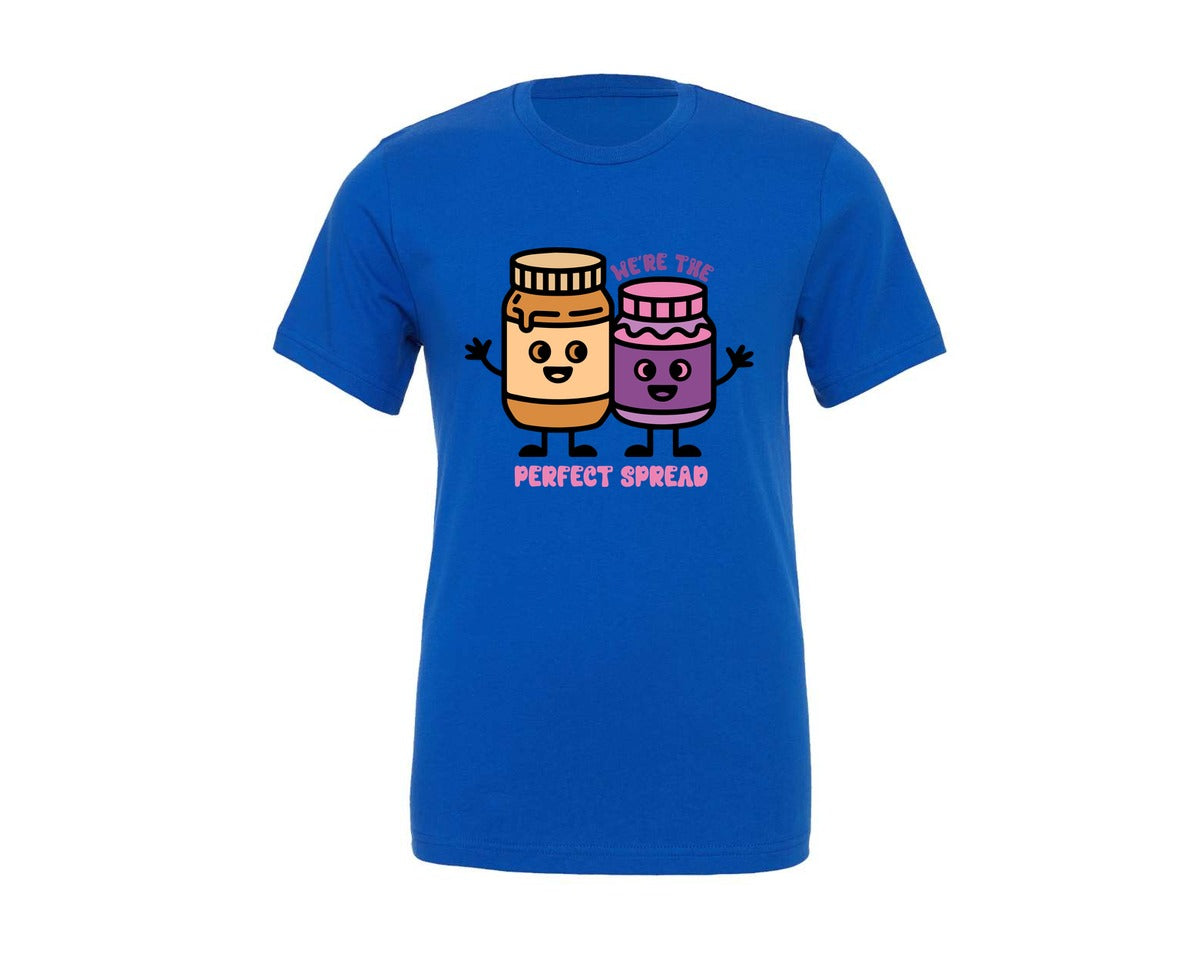 brand:Generic|color:True Royal Blue|Were The Perfect Spread Cute Food Graphic T-Shirt
