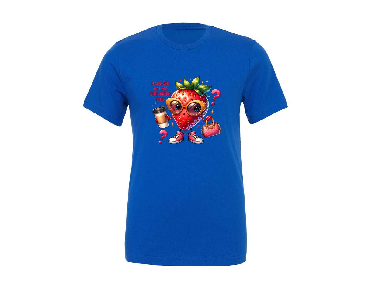 brand:Generic|color:True Royal Blue|Funny Strawberry Girl Math Graphic T-Shirt