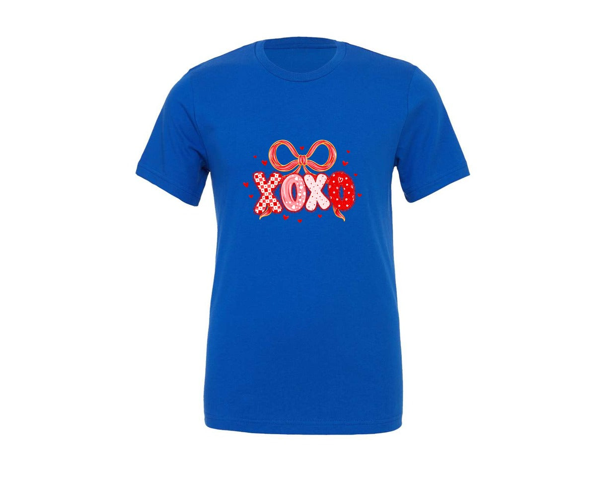 brand:Generic|color:True Royal Blue|Preppy Xoxo Coquette Valentine Graphic T-Shirt