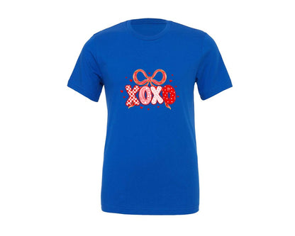 brand:Generic|color:True Royal Blue|Preppy Xoxo Coquette Valentine Graphic T-Shirt
