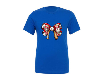 brand:Generic|color:True Royal Blue|Baseball Coquette Bow Baseball 14 Graphic T-Shirt