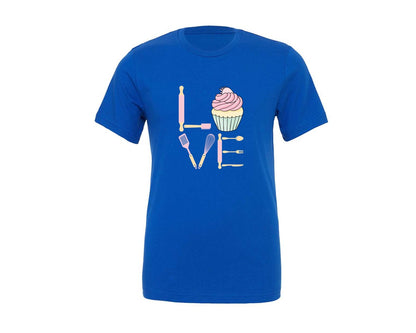 brand:Generic|color:True Royal Blue|Baking Love Cupcake Whisk Spatula Graphic T-Shirt