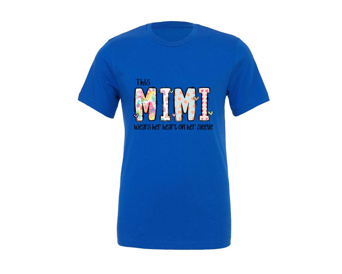 brand:Generic|color:True Royal Blue|Mimi Wears Her Heart On Her Sleeve Graphic T-Shirt