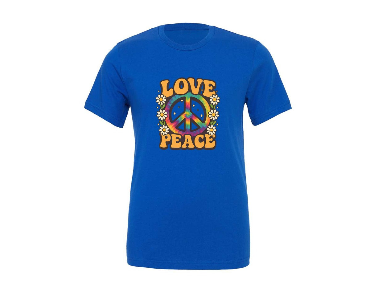brand:Generic|color:True Royal Blue|Love Peace Retro 70S Retro T Shirt Graphic T-Shirt