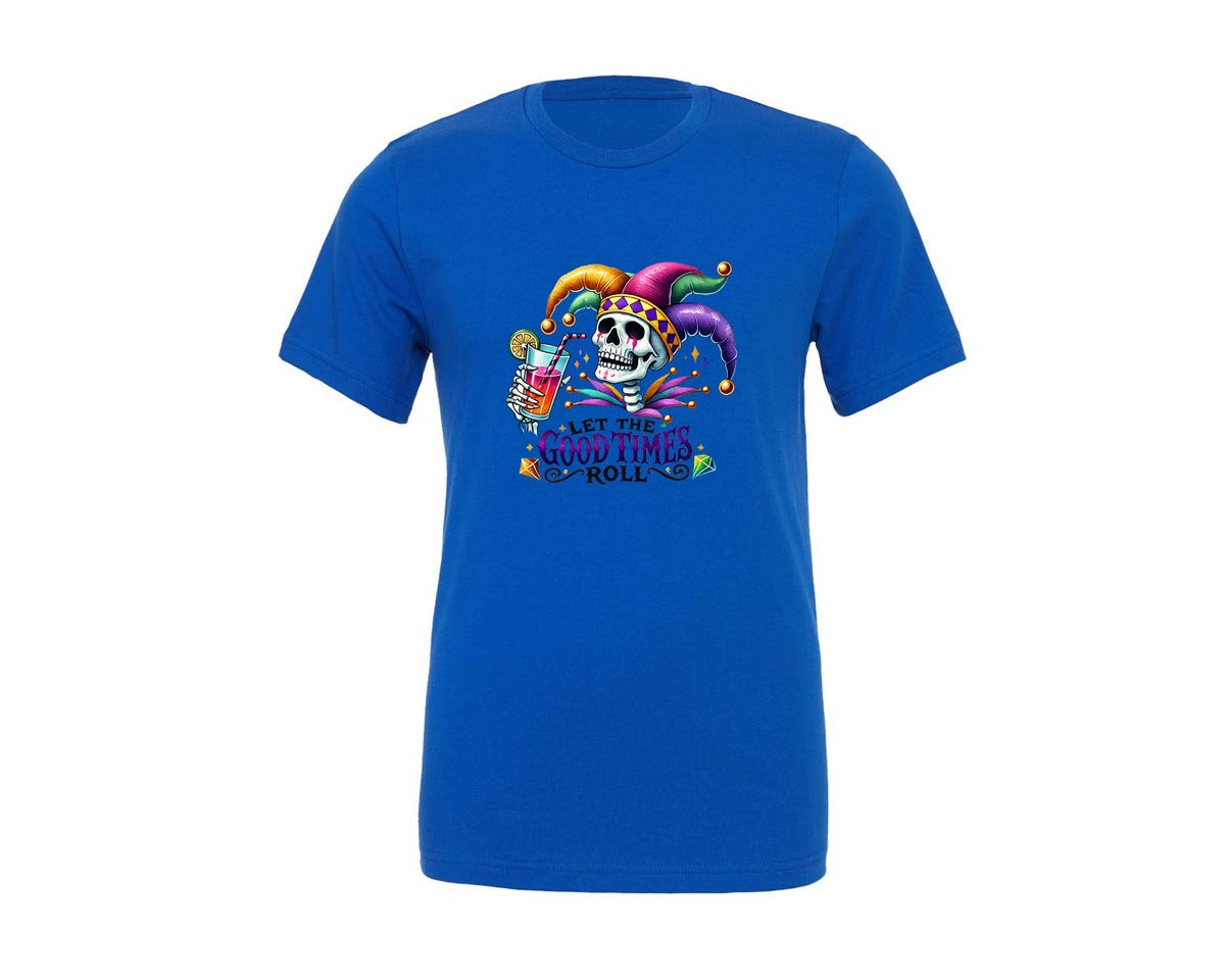 brand:Generic|color:True Royal Blue|Let The Good Times Roll Mardi Gras 3 Graphic T-Shirt