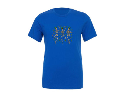 brand:Generic|color:True Royal Blue|St Patricks Day Dancing Skeleton 2 Graphic T-Shirt