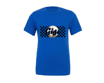 brand:Generic|color:True Royal Blue|Baseball Gigi Checkered Distressed Graphic T-Shirt